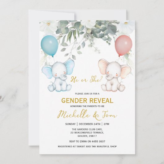 Party Einladung des Elefanten (Vorderseite)