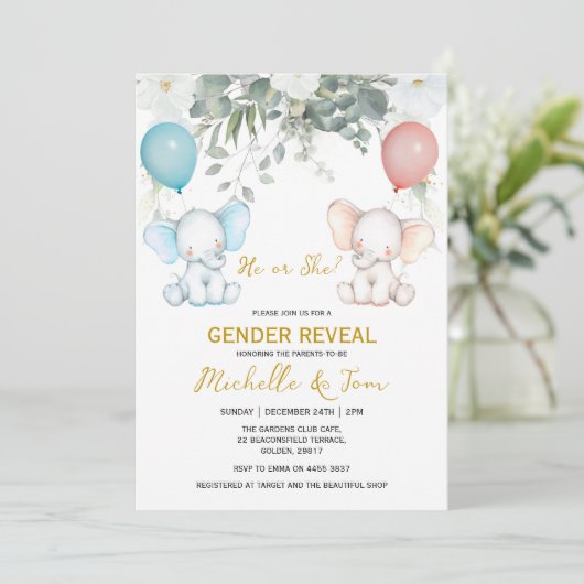 Party Einladung des Elefanten (Stehend Vorderseite)