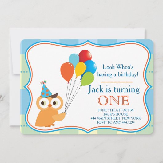 Party Einladung des ersten Geburtstags (Vorderseite)