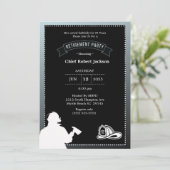 Party Einladung des Feuerwehrmanns, grau, schwarz (Stehend Vorderseite)