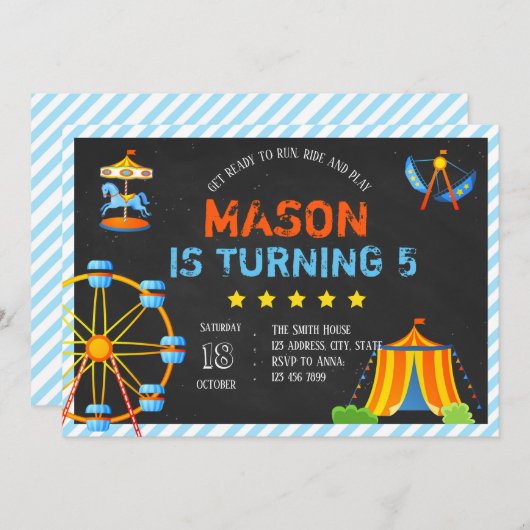 Party Einladung des Freizeitparks (Vorne/Hinten)