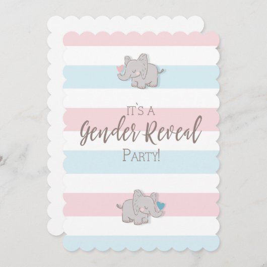 Party Einladung des Geschlechts Elephant & Streife (Vorne/Hinten)