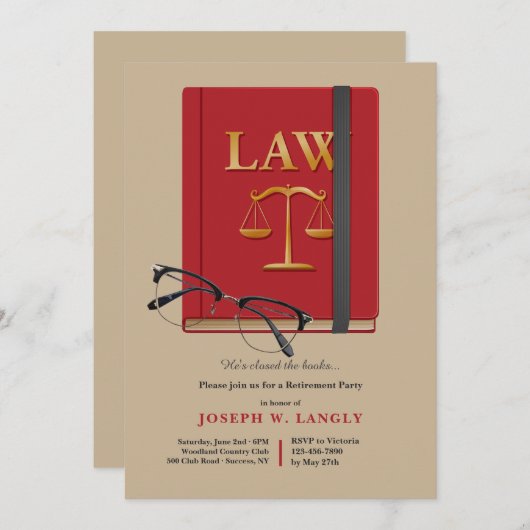 Party Einladung des Gesetzes über die Ruhestandsre (Vorne/Hinten)