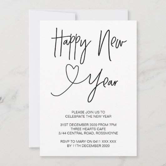 Party Einladung des glücklichen Sylvesterabends (Vorderseite)