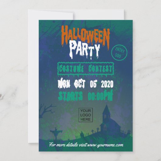 Party Einladung des Halloween-Kostüms (Vorderseite)