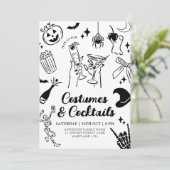 Party Einladung des handgezeichneten Halloween-Kos (Stehend Vorderseite)
