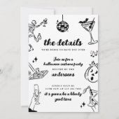 Party Einladung des handgezeichneten Halloween-Kos (Rückseite)