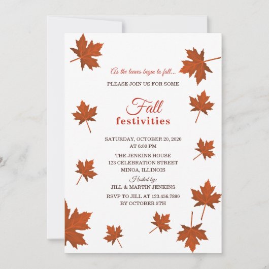 Party Einladung des Herbstes (Vorderseite)