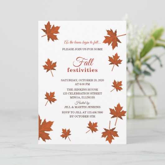 Party Einladung des Herbstes (Stehend Vorderseite)