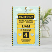 Party Einladung des Kindergeburtstags, Bauwesen (Stehend Vorderseite)