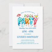 Party Einladung des lebendigen Graffiti Style Pool (Vorderseite)