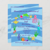 Party Einladung des Meereslebens (Vorne/Hinten)