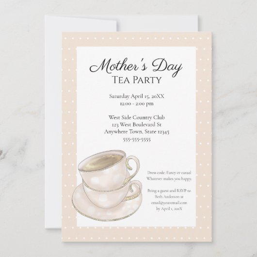 Party Einladung des Muttertagstees (Vorderseite)