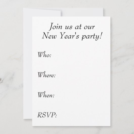 Party Einladung des Neujahrs (Rückseite)