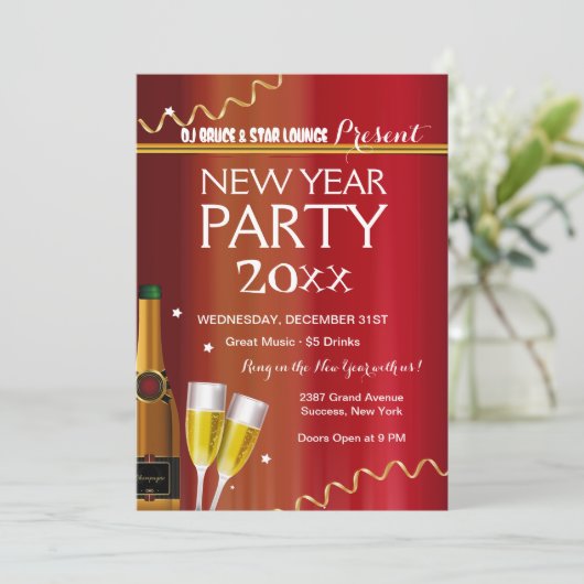 Party Einladung des Neujahrs (Stehend Vorderseite)