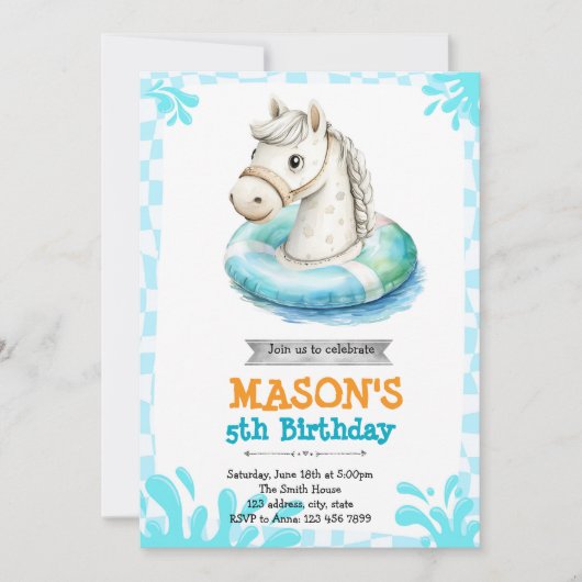 Party Einladung des Pferdepools (Vorderseite)