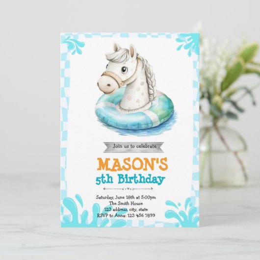 Party Einladung des Pferdepools (Stehend Vorderseite)