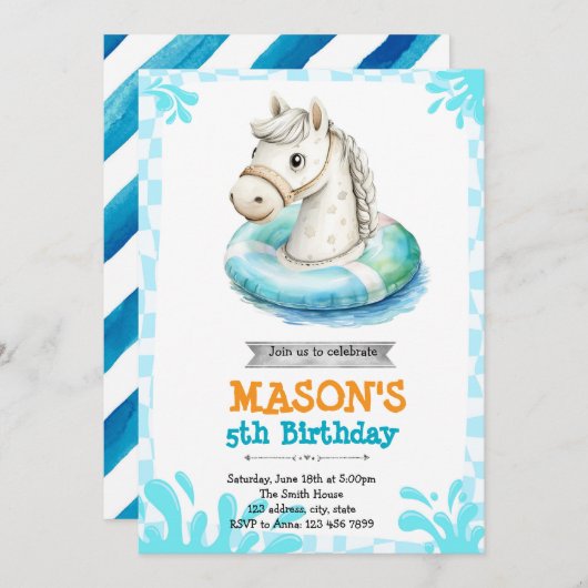 Party Einladung des Pferdepools (Vorne/Hinten)