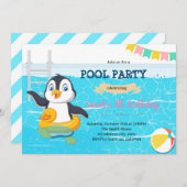Party Einladung des Pinguinpools (Vorne/Hinten)