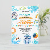 Party Einladung des Pinguinpools (Stehend Vorderseite)