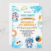 Party Einladung des Pinguinpools (Vorne/Hinten)