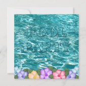 Party Einladung des Pools - Blume Wasser und Freiz (Vorderseite)
