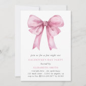 Party Einladung des Rosa Bow Galentines Day (Vorderseite)