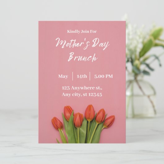 Party Einladung des rosa Muttertages (Stehend Vorderseite)