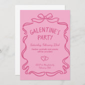 Party Einladung des Rosa und Roten Bows (Vorne/Hinten)