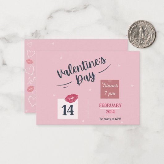 Party Einladung des rosa Valentinstag (Vorderseite/Rückseite Beispiel)