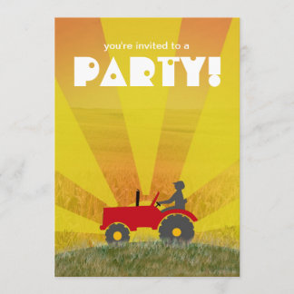 Party Einladung des roten oder grünen Traktors: Wä