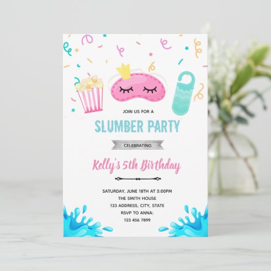 Party Einladung des Schlummerpools (Stehend Vorderseite)