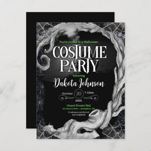 Party Einladung des Schwarzen Halloween-Kostüms (Vorne/Hinten)