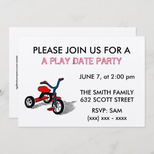 Party Einladung des Spieldatums (Vorne/Hinten)