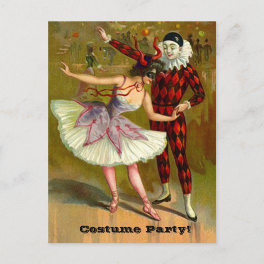 Party Einladung des Tanzpaares Halloween Postkarte (Vorderseite)