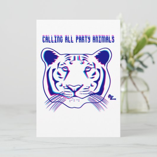 Party Einladung des Tiger-3D (Stehend Vorderseite)