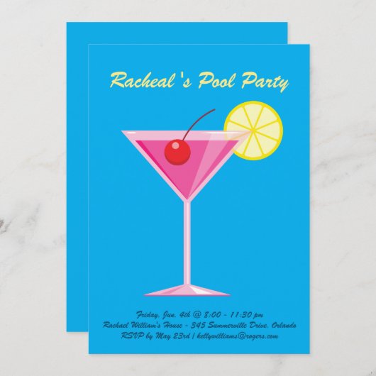 Party Einladung des tropischen Pools (Vorne/Hinten)