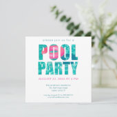 Party Einladung des tropischen Pools (Stehend Vorderseite)