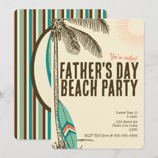 Party Einladung des tropischen Vaters (Vorne/Hinten)