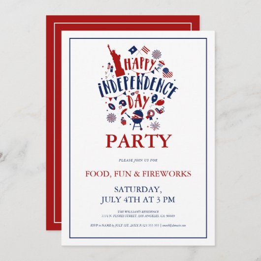 Party Einladung des Unabhängigkeitstages (Vorne/Hinten)