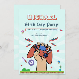 Party Einladung des Videospiels Kindergeburtstag