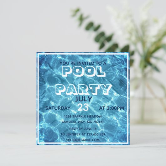 Party Einladung des Wasserpools (Stehend Vorderseite)