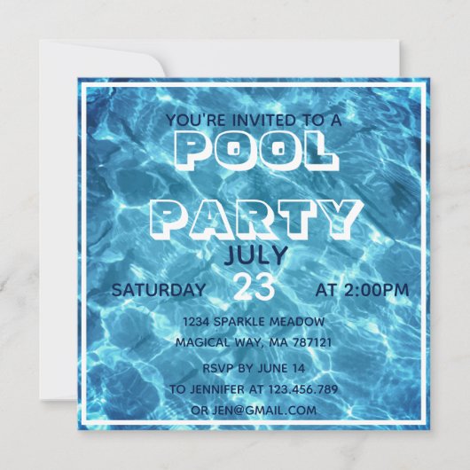 Party Einladung des Wasserpools (Vorderseite)