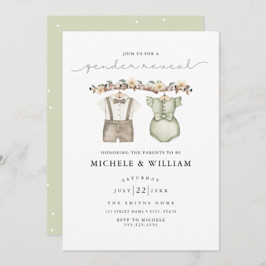 Party Einladung des Watercolor Boho Gender (Vorne/Hinten)