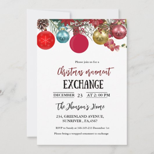 Party Einladung des Weihnachtsaustauschs (Vorderseite)