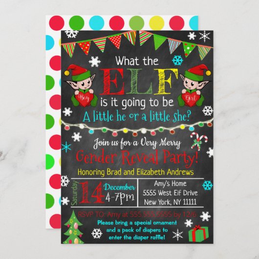 Party Einladung des Weihnachtsgeschlechts (Vorne/Hinten)