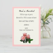 Party Einladung - Design der Rose (Stehend Vorderseite)