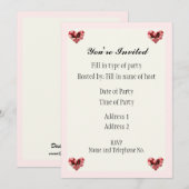 Party Einladung - Design der Rose (Vorne/Hinten)