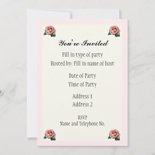 Party Einladung - Design der Rose (Vorderseite)