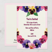 Party Einladung - Design von Stiefmütterchen (Vorne/Hinten)